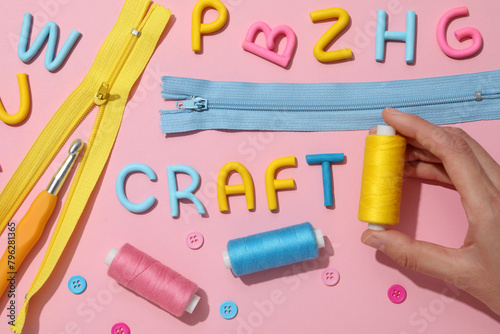 The word "craft" is made of colored plasticine, laid out on a pink background.