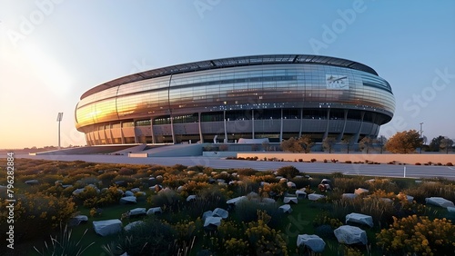 Iconic Modern Stadium Hosts Global Sporting Events and Championships. Concept Modern Stadiums, Global Sporting Events, Championships, Iconic Hosts