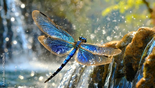 Sapphire Dragonfly Lynx - A lynx with delicate, sapphire-blue dragonfly wings