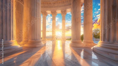 Justice at Sunrise: Supreme Court Building with Classical Architecture, Columns