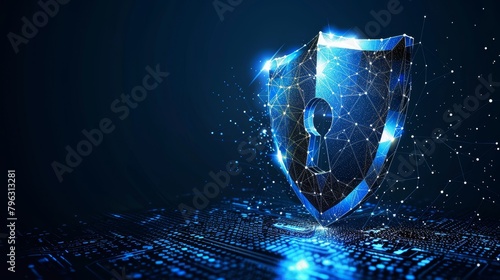 Cybersecurity: A vector illustration of a shield with a lock