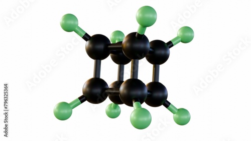 3d rendering of Octafluorocubane or perfluorocuban molecule, Cube-shaped molecule can hold a single electron