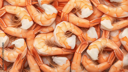 close up of shrimp with a red and white color scheme