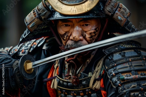 A man in a samurai costume holding a sword