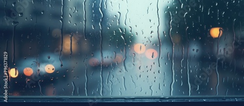 A rainy window overlooking cityscape