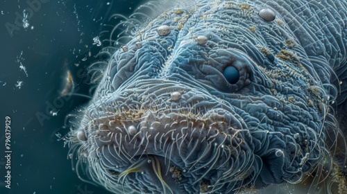 A magnified view of a water bears integument illustrating its thick and flexible icle that protects it from desiccation and other