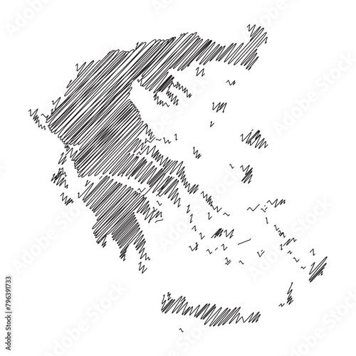 Greece thread map line vector illustration
