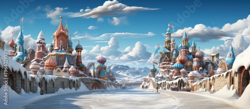 Fantasy landscape of the famous Moscow Kremlin in a winter day.