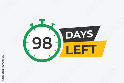 98 days to go countdown template. 98 day Countdown left days banner design. 98 Days left countdown timer 