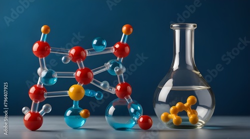 Molecules, abstract molecular and research background.generative.ai 