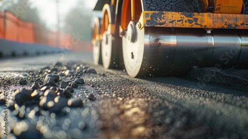 Close up view of gravel on the road, suitable for transportation or construction concepts
