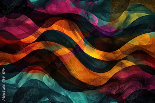 Vibrant abstract painting with wavy lines, great for backgrounds or artistic projects
