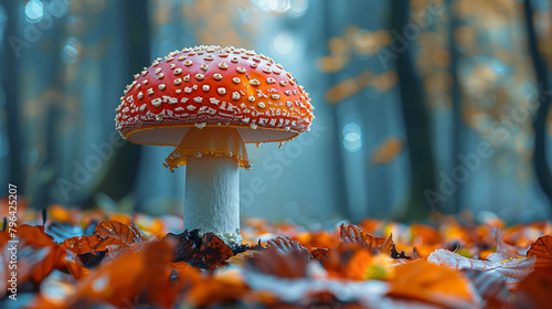 Fly agaric mushroom in forest