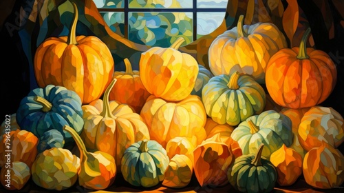 b'A colorful variety of pumpkins of various sizes'