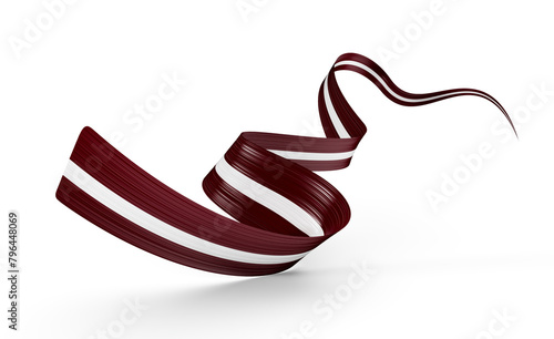 3d Flag Of Latvia 3d Shiny Waving Latvia Ribbon Flag On White Background 3d Illustration