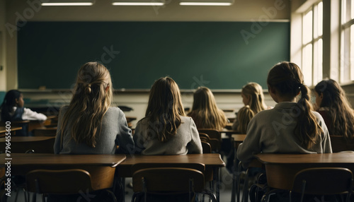 Pupils sitting in a school classroom in a class back