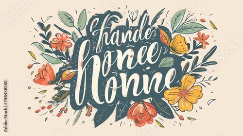 Home sweet home hand drawn lettering composition vector