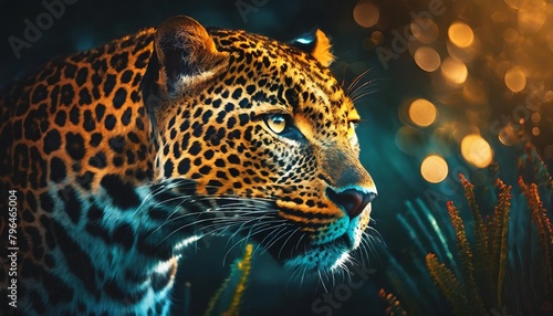 leopard animal abstract wallpaper contrast background panthera in vivid colors generative ai