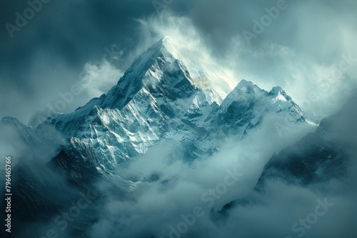  "Himalayan Snow Peaks in Clouds"