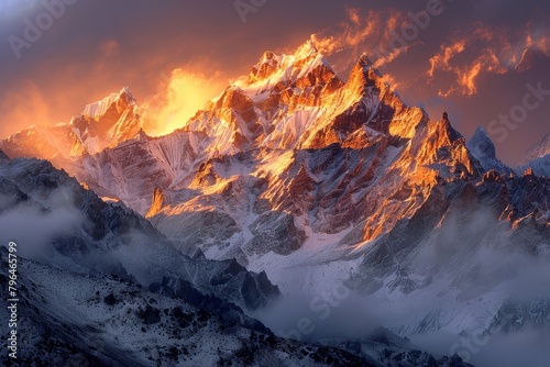  "Himalayan Snow Peaks at Sunrise"