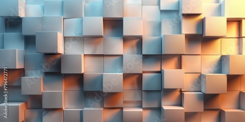 A wall made of white cubes with a yellowish tint