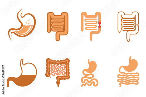 gut & and small intestine gastrointestinal collection logo vector design icon symbol illustration