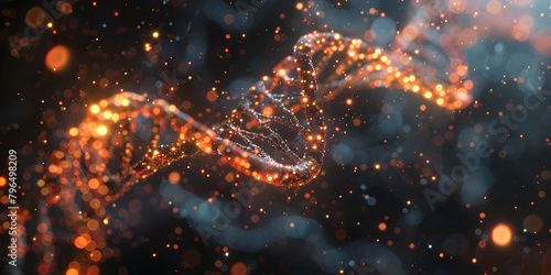 Glowing DNA Molecule on Dark Biomedical Canvas Healthcare and Genetics concept