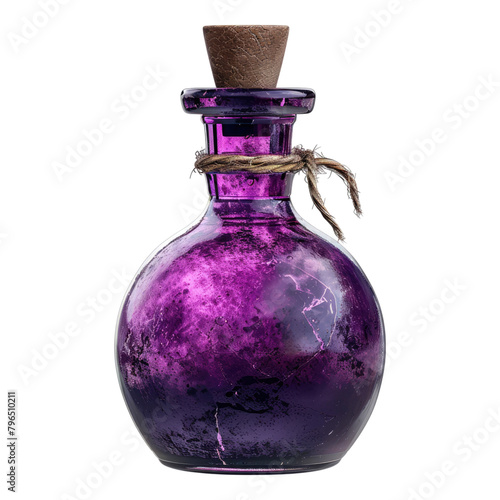 Purple potion bottle isolated on transparent background