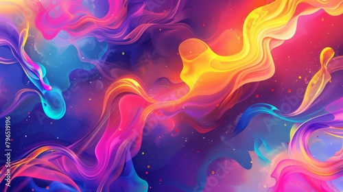 Colorful background with twisting smoke rings and eclipses