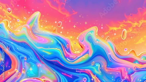 Colorful background with undulating auras and exploding stars