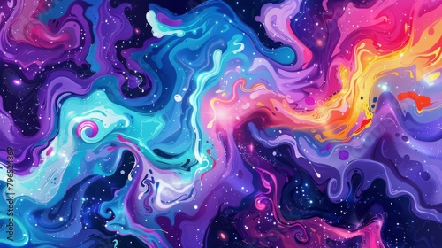 Colorful background with coiling tendrils and supernovas