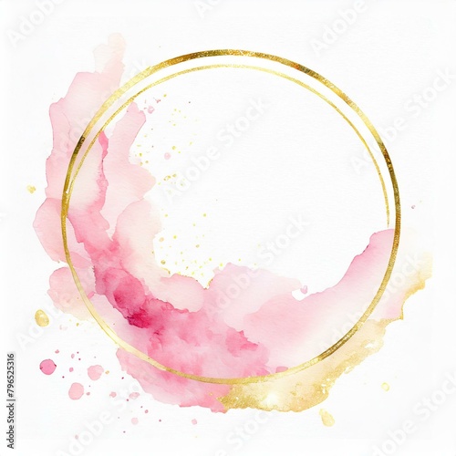 Okrągła namalowana różowa złota ramka beauty 