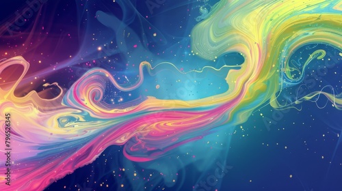 Colorful background with spiraling fog and pulsating quasars