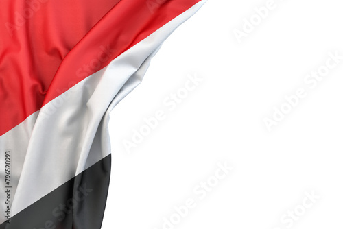 Flag of Principality of Sealand in the corner on white background. 3D rendering. Isolated