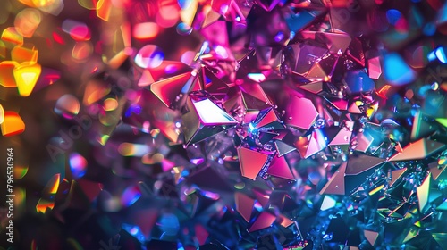 shattered crystal texture background with colorful lights as abstract wallpaper background