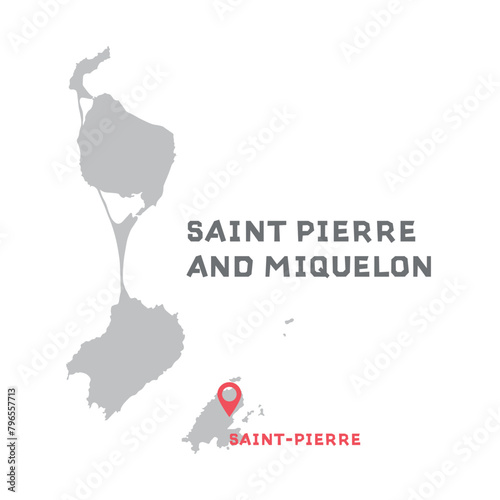 saint pierre and miquelon vector map illustration, country map silhouette with mark the capital city of saint pierre and miquelon inside. vector illustration