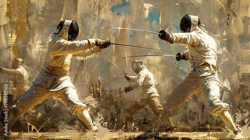 A work of art that shows the beauty and elegance of fencing.