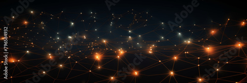 Abstract Network Connection With Glowing Nodes, Technology Background. Digital Connectivity, Luminous Mesh Network. Generative AI