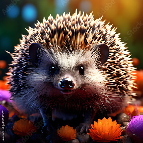 little cute hedgehogs with spikes, ai-generatet