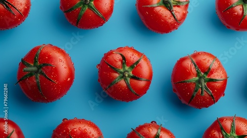 Top view culinary shot of tomatoes, perfect for showcasing their health benefits in vitamins and lycopene, on a pristine isolated background