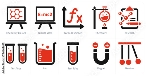 A set of 10 Science and Experiment icons as chemistry classes, presentation, formula science