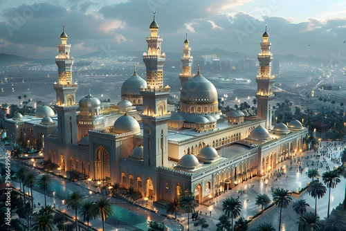 Aerial Render: Exterior Design of the Baiat Mosque in 3D Ai Image