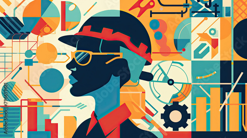 An artistic depiction of a worker icon, symbolizing the diverse professions and the universal concept of work. The icon is stylized yet recognizable, set against a backdrop that suggests innovation.