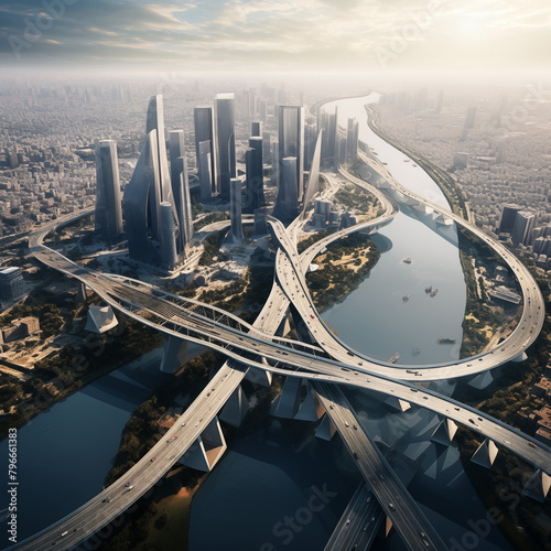 view of the city, bridges fuse engineering and architecture, evolving into distintive urban land marks-