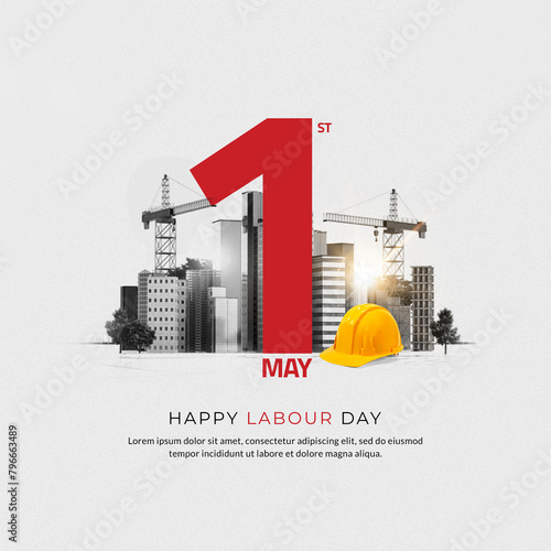 Happy Labour Day or international workers day 3d illustration. Labor day and may day celebration design.