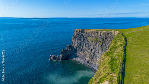 Aerial landscape - Cliffs of Moher in County Clare, Ireland.