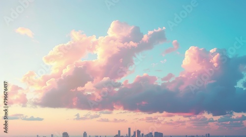 Dreamy clouds floating above the city skyline AI generated illustration