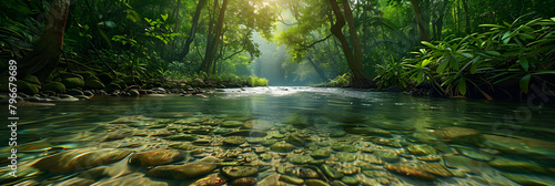 Vibrant River Ecosystem: Harmonious Life along Serene Waters