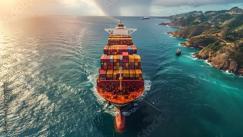 Global logistics network connecting partners for international cargo transportation on freight ships. Concept International Shipping, Freight Forwarding, Cargo Transportation, Logistics Partnerships