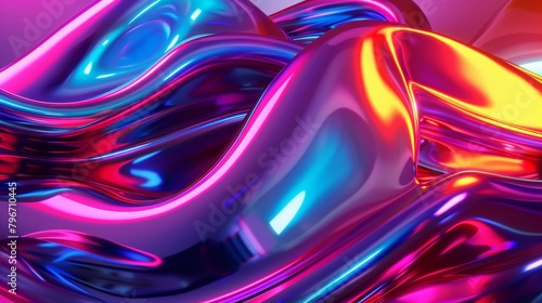 Neon colored abstract art that pops in a 3D render AI generated illustration